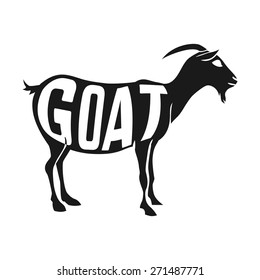 Creative design of goat inside animal silhouette isolated black on white background. Vector illustration