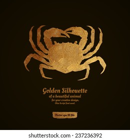Creative design with golden silhouette of a crab for card, banner, cover, brochure, etc.
