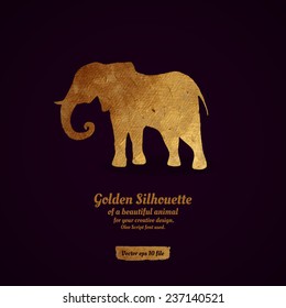 Creative design with golden silhouette of a elephant for card, banner, cover, brochure, etc.