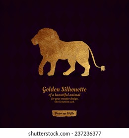 Creative design with golden silhouette of a lion for card, banner, cover, brochure, etc.