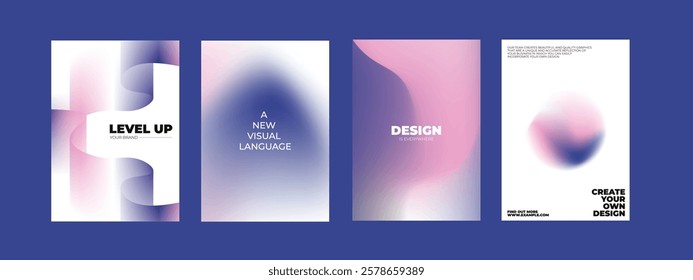 Creative design gradient pink poster template vector set. Set of in various designs. vector collection. vector set. Pink gradient poster. Variation set. Pink purple. Modern creative design posters