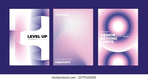 Creative design gradient pink poster template vector set. Set of in various designs. vector collection. vector set. Pink gradient poster. Variation set. Pink purple. Modern creative design posters