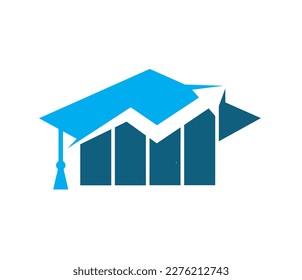 creative design of graduation hat and market chart