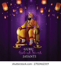Creative design of guru gobind singh jayanti celebration background