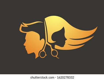 Creative design of hairdressing icon