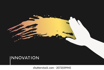 Creative design of hand and color dirt stain