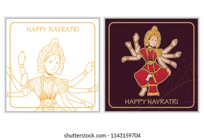 Creative design of Happy Navratri with beautiful Durga Puja. Vector illustration