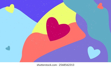 Creative design of Happy Valentine's Day greeting card and invitation card with colorful modern abstract art design with heart, geometric and fluid shapes. Vector illustration