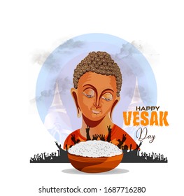 Creative Design of Happy Vesak Day Or Buddha Purnima Background for card,greeting,poster design

