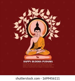 Creative Design of Happy Vesak Day Or Buddha Purnima Background for card,greeting,poster design