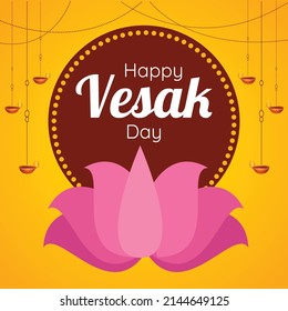 Creative design of happy Vesak Day Or Buddha Purnima banner template. 