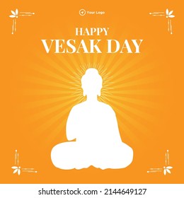 Creative design of happy Vesak Day Or Buddha Purnima banner template. 