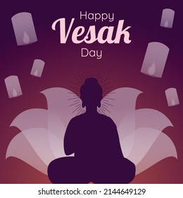 Creative design of happy Vesak Day Or Buddha Purnima banner template. 