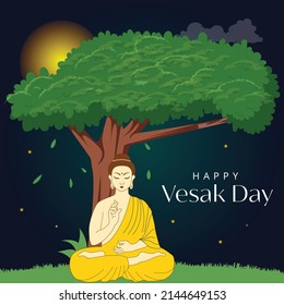 Creative design of happy Vesak Day Or Buddha Purnima banner template. 