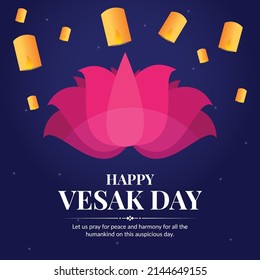 Kreatives Design der glücklichen Vesak Day oder Buddha Purnima Banner Vorlage. 