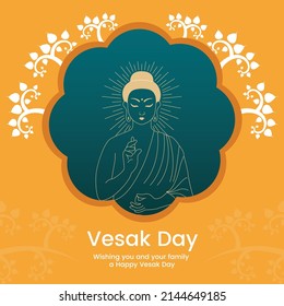 Creative design of happy Vesak Day Or Buddha Purnima banner template. 