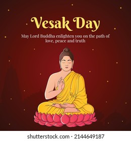 Creative design of happy Vesak Day Or Buddha Purnima banner template. 