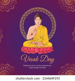 Kreatives Design der glücklichen Vesak Day oder Buddha Purnima Banner Vorlage. 