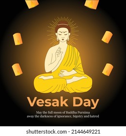 Diseño creativo del feliz Día de Vesak o plantilla de banner Buda Purnima. 