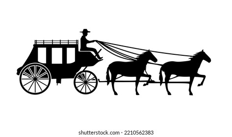 CREATIVE DESIGN OF HORSE DRAWN CARRIAGE VECTOR