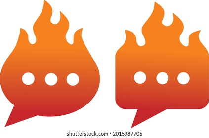 creative design hot fire with chat icon