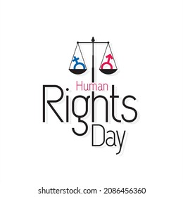 Creative Design for Human Rights Day. Vector of Law Scale. Justice Symbol with Male  Female Icon. Illustration.
