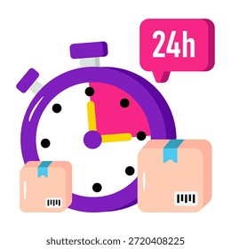 Icono de diseño creativo de servicio de entrega las 24 horas 