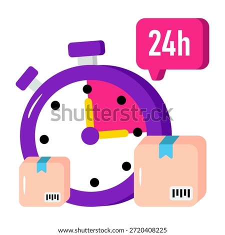 Creative design icon of 24 hr delivery service 