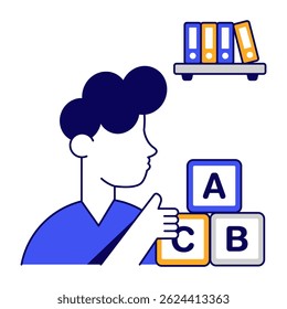 Um ícone de design criativo da aprendizagem abc