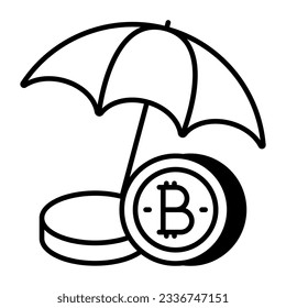 Un icono de diseño creativo del seguro de bitcoin 