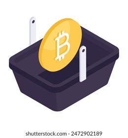 Creative design icon of bitcoin shopping