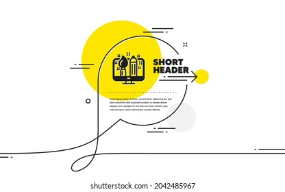 Creative design icon. Continuous line chat bubble banner. Graphic designer sign. Brush and pencil symbol. Creative design icon in chat message. Talk comment and speak background. Vector