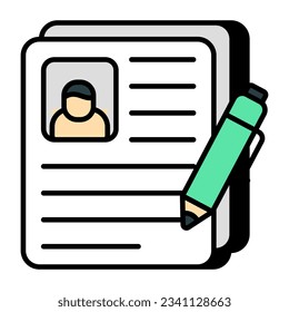 A creative design icon of cv writing
