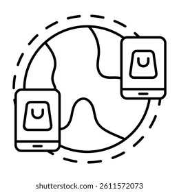 Creative design icon of global shopping