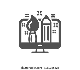 Creative design icon. Graphic designer sign. Brush and pencil symbol. Quality design element. Classic style icon. Vector