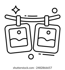 A creative design icon of hanging photos
