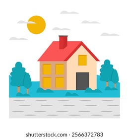 Creative design icon of home landscape