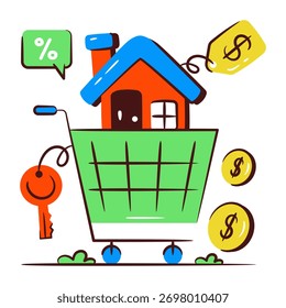 Ícone de design criativo de compras em casa