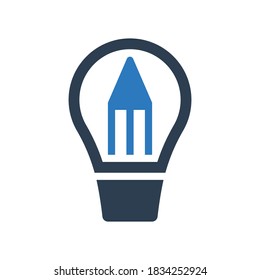 Creative design icon - light bulb Pencil icon	