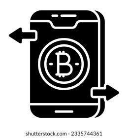 Creative design icon of mobile bitcoin transfer 