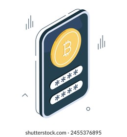 Kreatives Design-Icon des mobilen Bitcoin-Passworts 

