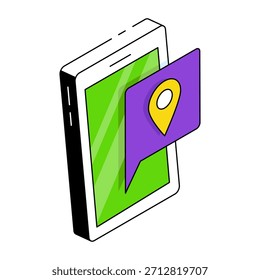 Icono de diseño creativo de chat de ubicación móvil

