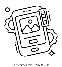 A creative design icon of mobile photo setting
