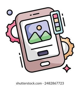 Un icono de diseño creativo de la configuración de fotos móviles