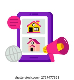 Icono de diseño creativo de la promoción de la propiedad móvil