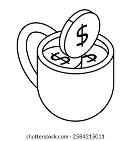 Creative design icon of money cup
