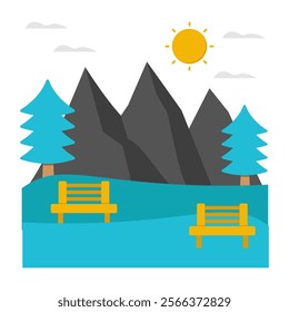 Creative design icon of mountains sunrise landscape