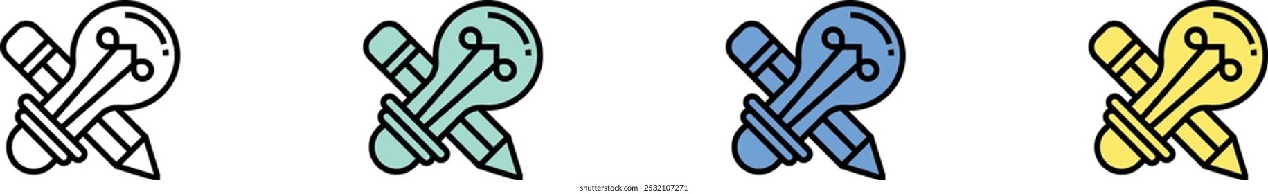 creative design icon. Outline, Green, Blue and Yellow Style Design Isolated On White Background