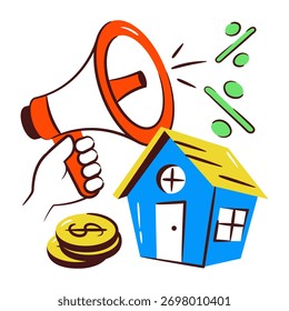 Icono de diseño creativo de la promoción de la propiedad