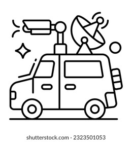 A creative design icon of satellite van